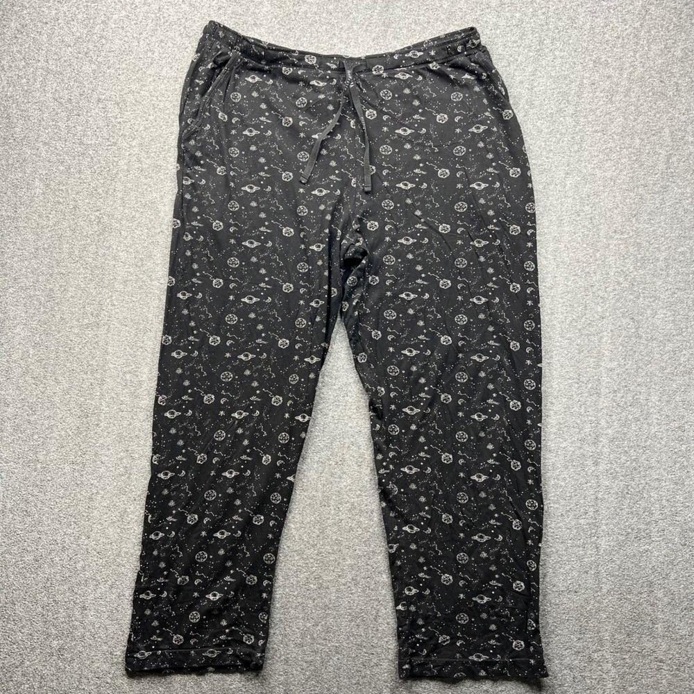 Van Heusen Pajama Pants Mens XXL Black Space Planet Galaxy Lounge Sleepwear